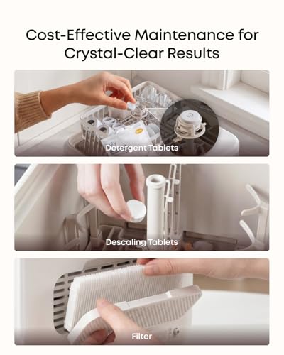 Cleaning Kit for eufy Bottle Washer, Cleaning Set with Detergent Tablets (180 Pcs), Descaling Tablets (6 Pcs), and Filter