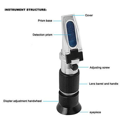 Refractometer with ATC, RHB-10ATC Digital Handheld 0-80% Meter, 0.1% Refractometer for Beer Wine Brewing