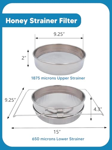 15PCS Honey Extractor Kit, 2 Pack 5 Gallon Honey Bucket with Gate | 58-90% Refractometer, Honey Strainer, Beekeeping Harvesting Equipment With Hive Tool, Frame Gripper, Uncapping Knife & Gloves - size: 2 Buckets