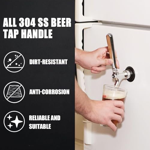 MRbrew Beer Tap Handle 2 PCS, Upgraded Beer Faucet Handle 304 Stainless Steel Beer Keg Tap Handle Commercial Standard 3/8”Threading Kegerator Tap Handle for Kegerator Tower Stout Nitro Tap Draft Beer - size: 2 Count