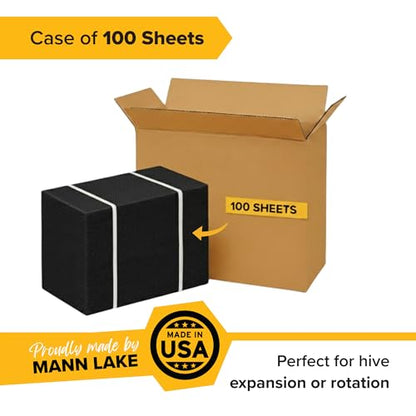 Mann Lake 5 5/8" Waxed Black Rite-Cell Foundation Sheets, Made in the USA, BPA-Free, Food-Grade, Beeswax-Coated for Beehive Frames, Fits 6 5/8" Hive Bodies, Durable, Wax Moth Resistant, 100-Pack - color: Black, size: 5-5/8-Inch