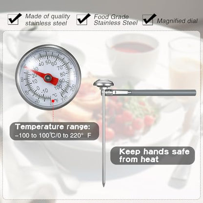 Xuhal 3 Pcs Stainless Steel Kitchen Thermometer with 5 Inch Long Stem 1 Inch Dial Thermometer Milk Frothing Food for Oven Probe Meat Grill BBQ Cooking Chocolate Water (Gray,Green,Blue) - color: Gray, Green, Blue
