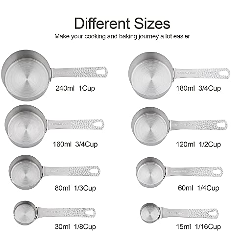 Measuring Cups and Spoons Set, 18 Piece 18/8 Stainless Steel Measuring Cups and Spoons Set for Dry & Liquid, Metric & US Metal 8Measure Cup and 9 Spoon & Leveler for Baking & Kitchen