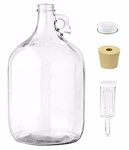 Home Brew Ohio 1 Gallon Jug W/Econolock,Metal Screw Cap,#6 Drilled stopper