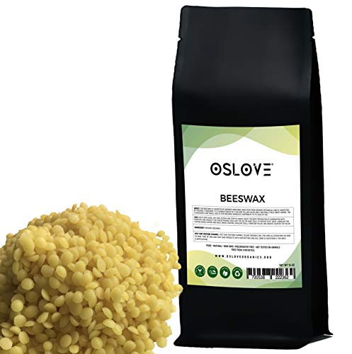 Organic Beeswax 1 LB by Oslove Organics-Pure Beeswax Pellets for Candle Making, Lotions, Cremes, Lip Balms and Salves