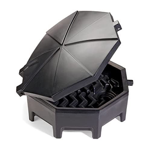 PIG Drum Funnel | Universal Poly Drum Funnel with Hinged Lid | for 55 gal. Plastic or Steel Tight-Head Drums | Black | DRM672-BK - color: Black