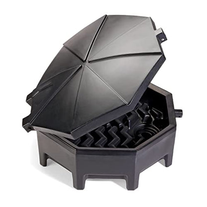 PIG Drum Funnel | Universal Poly Drum Funnel with Hinged Lid | for 55 gal. Plastic or Steel Tight-Head Drums | Black | DRM672-BK - color: Black