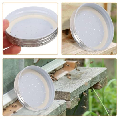 KALLORY 6Pcs Bee Watering Station and Beehive Entrance Feeder Set for Beekeepers, Outdoor Garden Water Feeder with Sturdy Caps, Watering Supplies for Traditional Hive Beekeeping