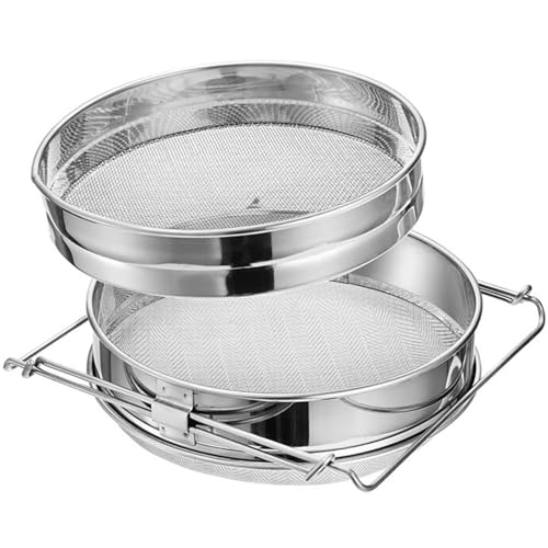 Commercial-Grade Filter Stainless Steel Construction Rust-Resistant 9.4" Strainer with Telescoping Arms for Wax Purification Double Sieve Honeys Strainer