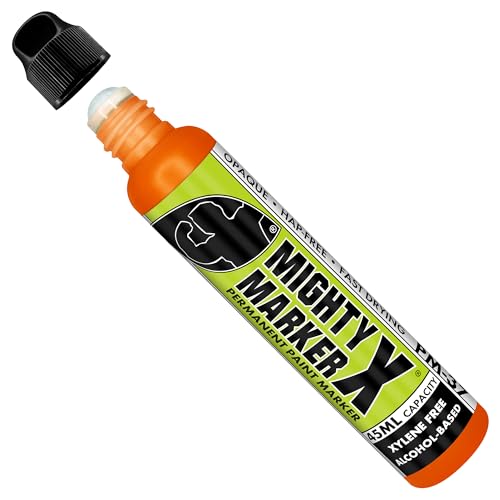 PM-37 Industrial Dauber Paint Marker - 12mm Wide Tip for Metal, Glass & Non-Porous Surfaces - Xylene Free, 45ml Capacity - Orange - color: Orange