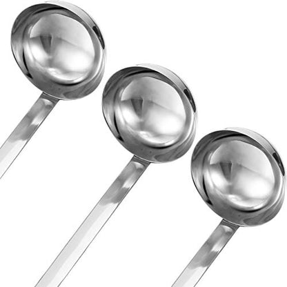 meekoo 3 Pieces Stainless Steel Ladle Soup Handle Ladle with Pouring Rim for Kitchen Cooking Soup Sauce (4 oz) - size: 4 oz