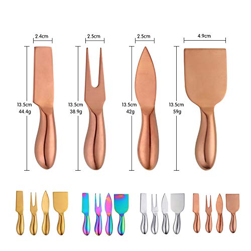 Baikai Stainless Steel 18/10 Cheese Desert Knives, Set of 4, Gold Breakfast Butter Knife, Slicer Sandwich Spreader … (Cheese Knife Set-Gold) - color: Cheese Knife Set-Gold