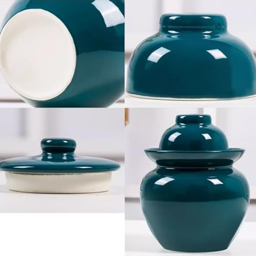 Ceramic Pickle Jar with Lids,Large Traditional Chinese Porcelain Pickle Jar Pickling Jars,Ceramic Fermentation Crock with Water Seal Airlock Lid,Sauerkraut Crock green1-10L (Green1-1.5L - color: Green1, size: 1.5L