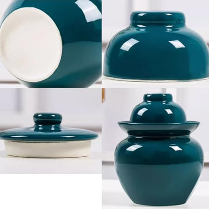 Ceramic Pickle Jar with Lids,Large Traditional Chinese Porcelain Pickle Jar Pickling Jars,Ceramic Fermentation Crock with Water Seal Airlock Lid,Sauerkraut Crock green1-10L (Green1-1.5L - color: Green1, size: 1.5L
