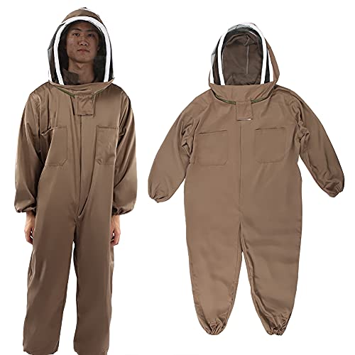 Semme Beekeeping Breathable Bee Suit Smock with Zipper for Beekeepers Comfortable Polyester Cotton Fabric Full Body Lightweight Foldable Available in L XL XXL (L) - size: L