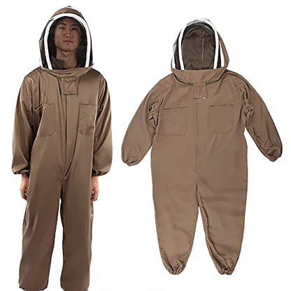 Semme Beekeeping Breathable Bee Suit Smock with Zipper for Beekeepers Comfortable Polyester Cotton Fabric Full Body Lightweight Foldable Available in L XL XXL (L) - size: L