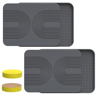 2 PCS Stone Dish Drying Mat ＆ Silicone Mat for Kitchen Counter – Diatomaceous Earth Bath Mat for Bathroom, 16.14"L×12.4"W×2 Quick Dry Mats for Dishes ,Bottles, Cups, Match Any Countertop(Gray) - color: Gray