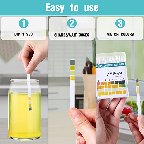 Hicarer 200 Strips Plastic pH Test Strips, Universal pH 0-14, Litmus Test Paper with Storage Case for Water Liquid Saliva Urine Soil Testing Pet Food and Diet Monitoring