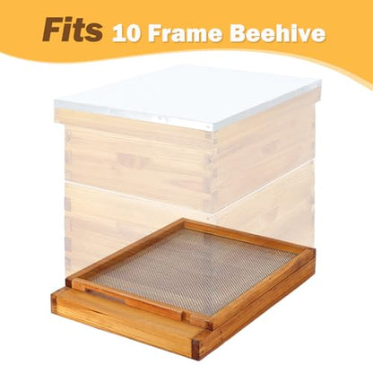 10 Frame Beehive Screened Bottom Board,Langstroth Bee Hive Pre-Coated with Beeswax,Include Entrance Reducer - size: 10 Frame