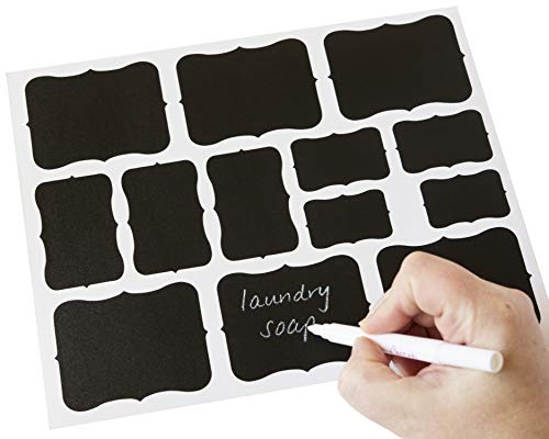 Chalkboard Labels - Chalk Labels by Cestari Kitchen - Set of 52 Assorted Premium Reusable Decorative Blackboard Stickers for Stylish Organization, Wedding Decorations, and Craft Projects - size: Assorted
