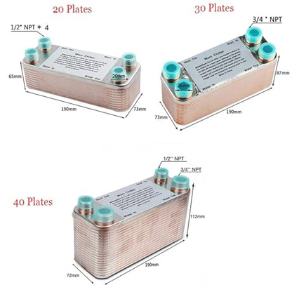 20/30/40 Plates Heat Exchanger Wort Chiller, Stainless Steel Counter Flow Chiller Bar Beer Cooler Tools(30 Plates B) - color: 30 Plates B