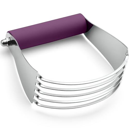 Spring Chef Large Purple Dough Blender For Baking, Heavy Duty Dough Cutter Tool, Stainless Steel Puff Pastry Cutter Tool with Sharp Blades, Dishwasher Safe Pastry Blender for Easy Mixing - color: Purple, size: 4" Large