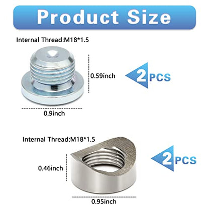Ledaut M18X1.5 Bung and Plug Notched Style (2 Bungs/ 2 Plugs) Notched Style Fitting Bungs M18X1.5