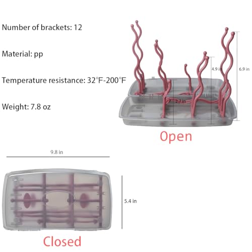 Collapsible Baby Bottle Drying Rack, Bottle Dryer Holder for Bottles, Teats, Cups, Pump Parts and Accessories (Pink) - color: Pink