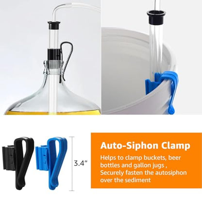 3/8" Auto Siphon Beer Bottle Siphon Pump Wine Siphon Regular Siphoning Kit Transfer Pump for Gallon Jugs, Wine, Beer, Mead, or Kombucha with 5Ft Clear Silicone Hose (2 Pcs)