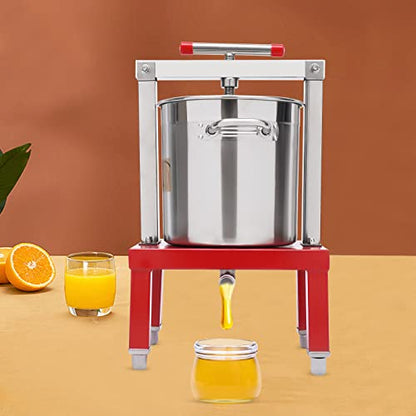 DIY Large Fruit Honey Presser, Height Adjustable Manual Honey Press Extractor, Handmade Fruit and Wine Press Maker with Keg and Stainless Steel Strainer