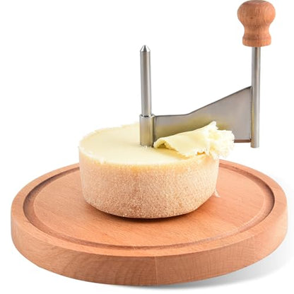 Cheese Curler Beech Wood-Stainless Steel - Best for Tete de Moine Curler and Chocolate Shavings and curls, Girolle Cheese Curler & shaver