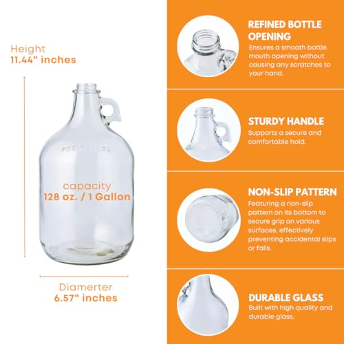 FastRack 1 Gallon Glass Jug with Black Polyseal Caps, 6.5G Rubber Bungs & Twin Bubble Airlocks – Fermentation Jars for Home Brewing, Clear Glass Fermenter Containers for Liquid Fermentation