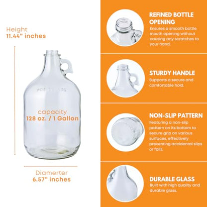 FastRack 1 Gallon Glass Jug with Black Polyseal Caps, 6.5G Rubber Bungs & Twin Bubble Airlocks – Fermentation Jars for Home Brewing, Clear Glass Fermenter Containers for Liquid Fermentation