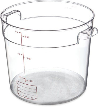 Carlisle FoodService Products Storplus Round Food Storage Container with Stackable Design for Catering, Buffets, Restaurants, Polycarbonate (Pc), 6 Quart, Clear