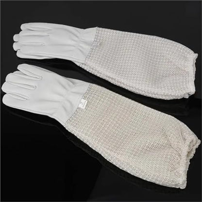Beekeeping Gloves 2 Pairs Mesh Beekeeping Gloves Long Sleeved Gloves Preventing Bee Bites Three-Layer Net Ventilation Lightweight Breathable Gloves for Beekeepers Protected Supplies(X-Large) - color: X-Large