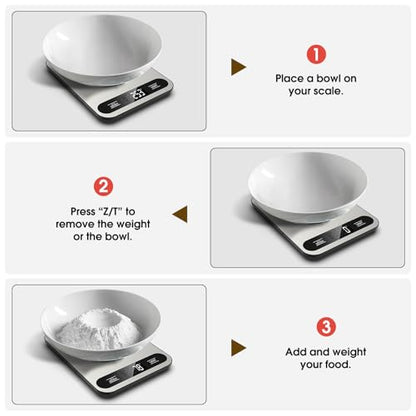 Mik-Nana Food Scale, 22lb Digital Kitchen Scale with 6 Units Tare Function | LCD Display, Stainless Steel Weight Grams and Ounces for Baking, Cooking and Meal Prep (Batteries Included)