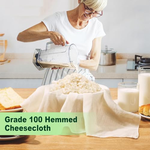 Cheese Cloths for Straining, 8 Pack Grade 100 Unbleached Hemmed Cheesecloth for Basting Turkey, Canning, Straining, Cheesemaking, Natural Ultra Fine (8, 15 * 15''&20 * 20") - size: 15*15''&20*20"