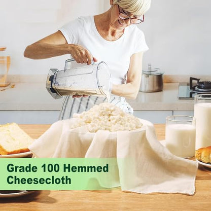 Cheese Cloths for Straining, 8 Pack Grade 100 Unbleached Hemmed Cheesecloth for Basting Turkey, Canning, Straining, Cheesemaking, Natural Ultra Fine (8, 15 * 15''&20 * 20") - size: 15*15''&20*20"