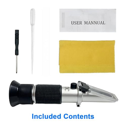 3-in-1 Alcohol Refractometer Kit for Home Brewers | Measures Brix (0-40%), Alcohol (0-25%), Baume (0-20%) | ATC for Beer, Wine, Mead & Grape Must Sugar Content