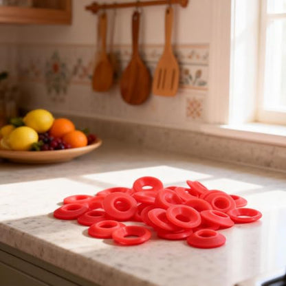 FERRODAY 70PCS Silicone Gasket for EZ Cap Red Washers High Pressure Leak-proof Swing Flip Top Bottle Cap Gasket Home Brew Beer Soda Bottle Seal Swing Top Bottle Gasket -70 Bottle Gaskets