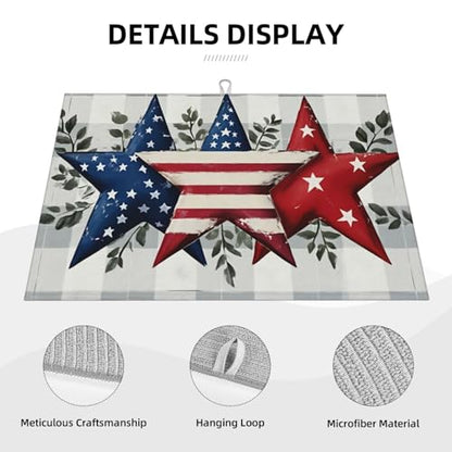 American Flag Stars Microfiber Dish Drying Mat 18x24 Inch - Absorbent Non-Slip & Quick Dry Kitchen Counter Dish Drainer Pad, Rustic Farmhouse Style - color: American Flag Stars1