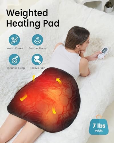 immtree Weighted Heating Pad for Period Cramps, 29" x 24" Extra Large Electric 7lbs Heated Pads, Back Shoulder Knee Abdomen Pain Relief, Soft Heavy Lap Blanket, Warm Christmas Gift, 7 Pounds, Black - color: Black, size: 29"x24" 7 Pound