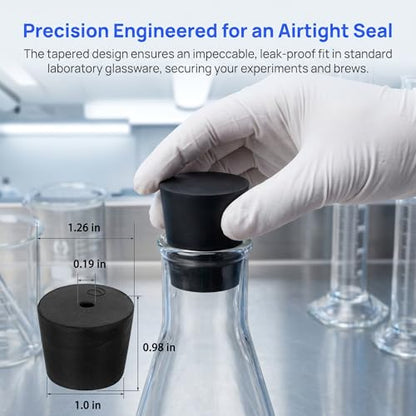 8Pcs Solid Rubber Stopper Bungs - 26MM to 32MM Rubber Tapered Plug Flexible Durable Test Tubes Bungs with Hole, Easy to Insert & Remove for Lab Apparatus Home Flask - color: 26mm to 32mm