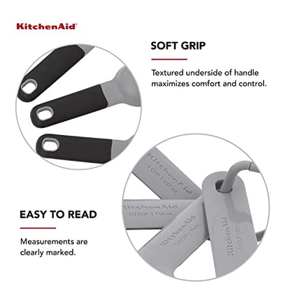 KitchenAid Universal Easy To Read Measuring Cup and Spoon Set with Soft Grip Handle for Maximum Control, Hang Hole and Nesting For Easy Storage, Dishwasher Safe, 9 Piece, Gray - color: Gray