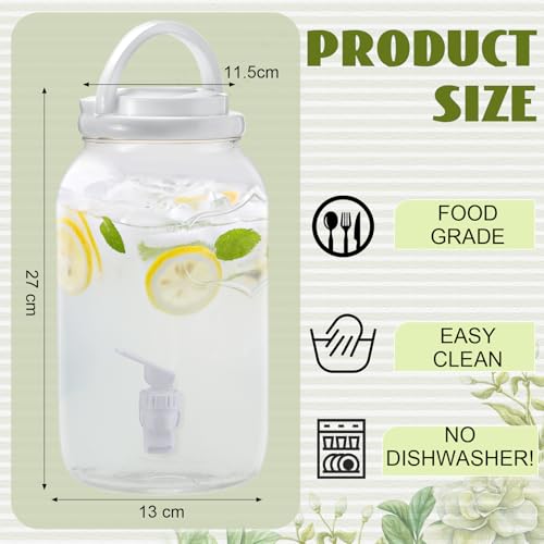 Havawish 2 Pcs 1 Gallon Plastic Beverage Dispenser with Spigot Clear Summer Kitchen Fridge Drink Dispenser for Parties Lemonade Juice Tea Beer Cold Water(White,Cylinder) - color: White, style: Cylinder
