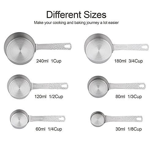 Measuring Cups and Spoons Set of 14, 18/8 Stainless Steel Measuring Cups Spoons Set, 6 Measure Cups and 7 Measure Spoons with Leveler - color: B: Siliver-cups+spoons