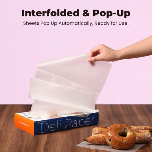 Fit Meal Prep [500 Pack] 12 x 10.75" Wax Paper Sheets for Food, Interfolded Precut Deli Pop Up Grease-Proof Sandwich Paper Wraps, Waterproof for Lunch, Food Basket, Microwave Cover, BBQ - size: 12 x 10.75"