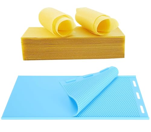 Silicone Beeswax Foundation Press Mold, 5.4mm Honeycomb 2 Sheets Non-Stick Reusable for Beekeeping and Candle Making Supplies - color: Blue