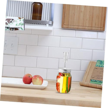 Garneck Fermenter Jar Lids Kit for 87mm Wide Mouth Mason Jars, 1 Lid with Airlock Fermentation Tool, Food-grade Sturdy Material for Home Pickling and Sourdough Starter Random Color