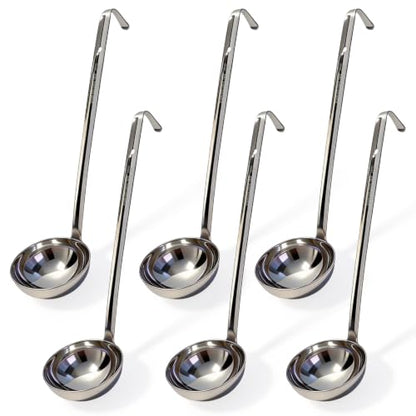 6Pcs 4 Oz Soup Ladle,Stainless Steel Ladle with long Handle,Metal Kitchen Soup Spoon Cooking Utensil for Serving, Stirring, Portioning Kitchen Restaurant Accessories.